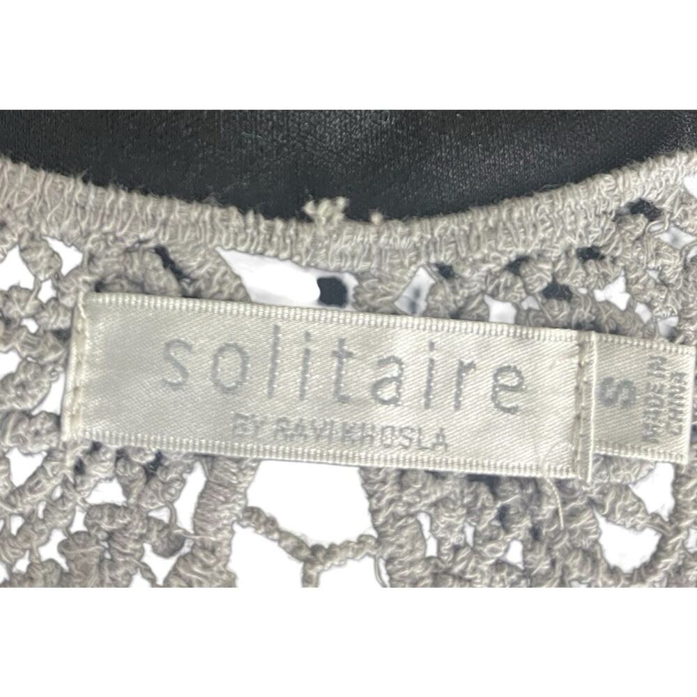 Solitaire Gray Crochet Women’s Top Tank See Through Small Boho Hippy Festival - Picture 7 of 8